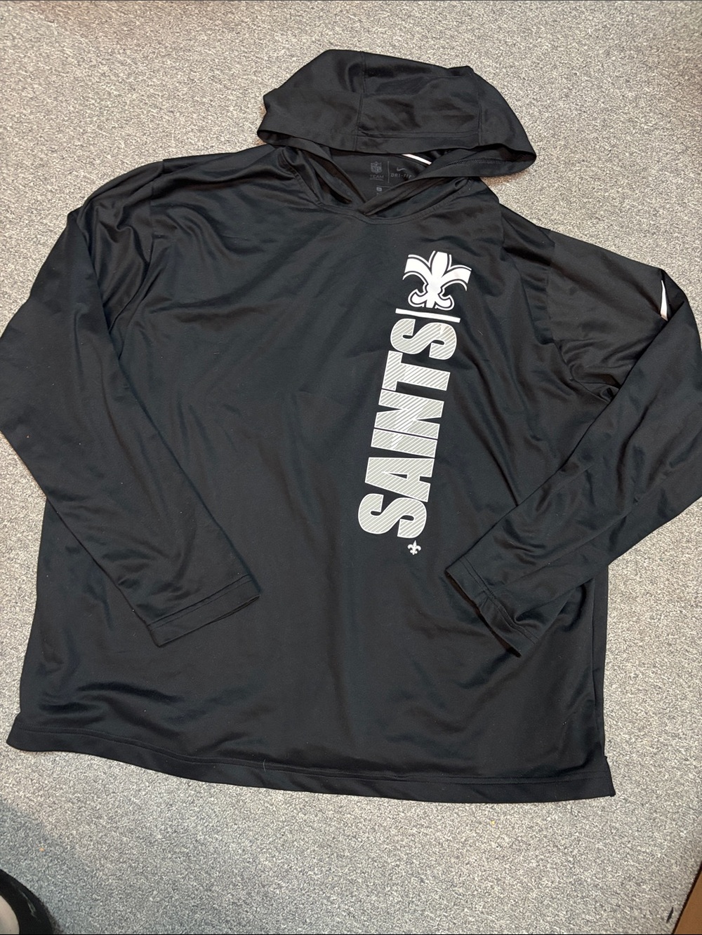 Nike NFL Saints Black Hoodie with Vertical White Graphic